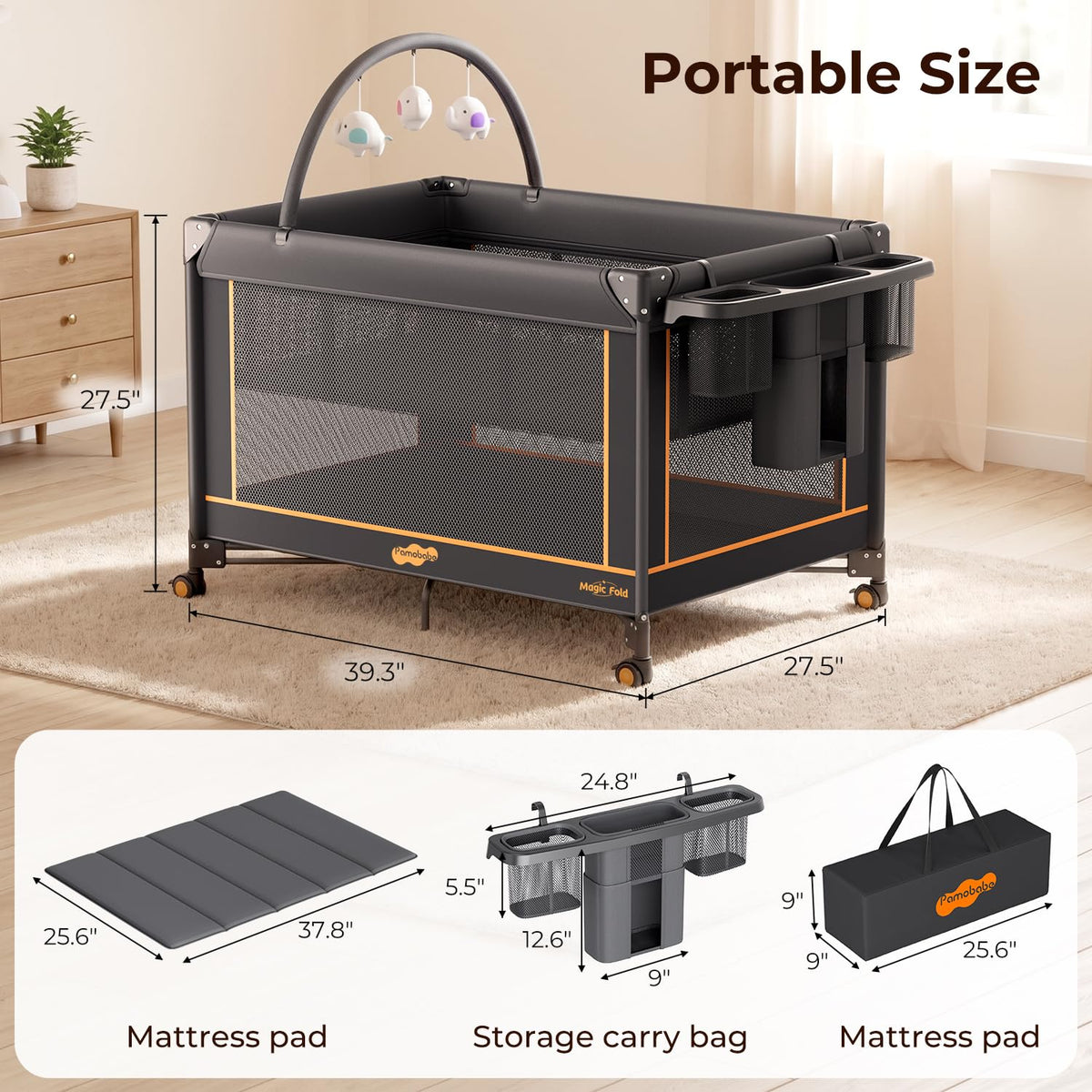 Portable Foldable Playard with Mattress and Storage Bag Z3623