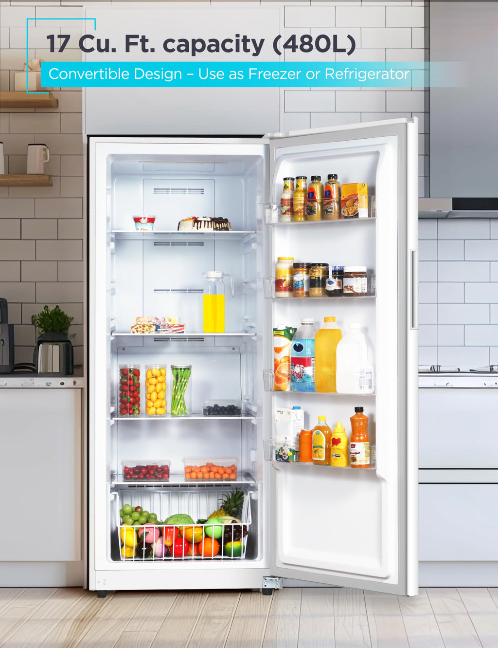 White 17 Cu. Ft. Convertible Freezer Refrigerator L681077
