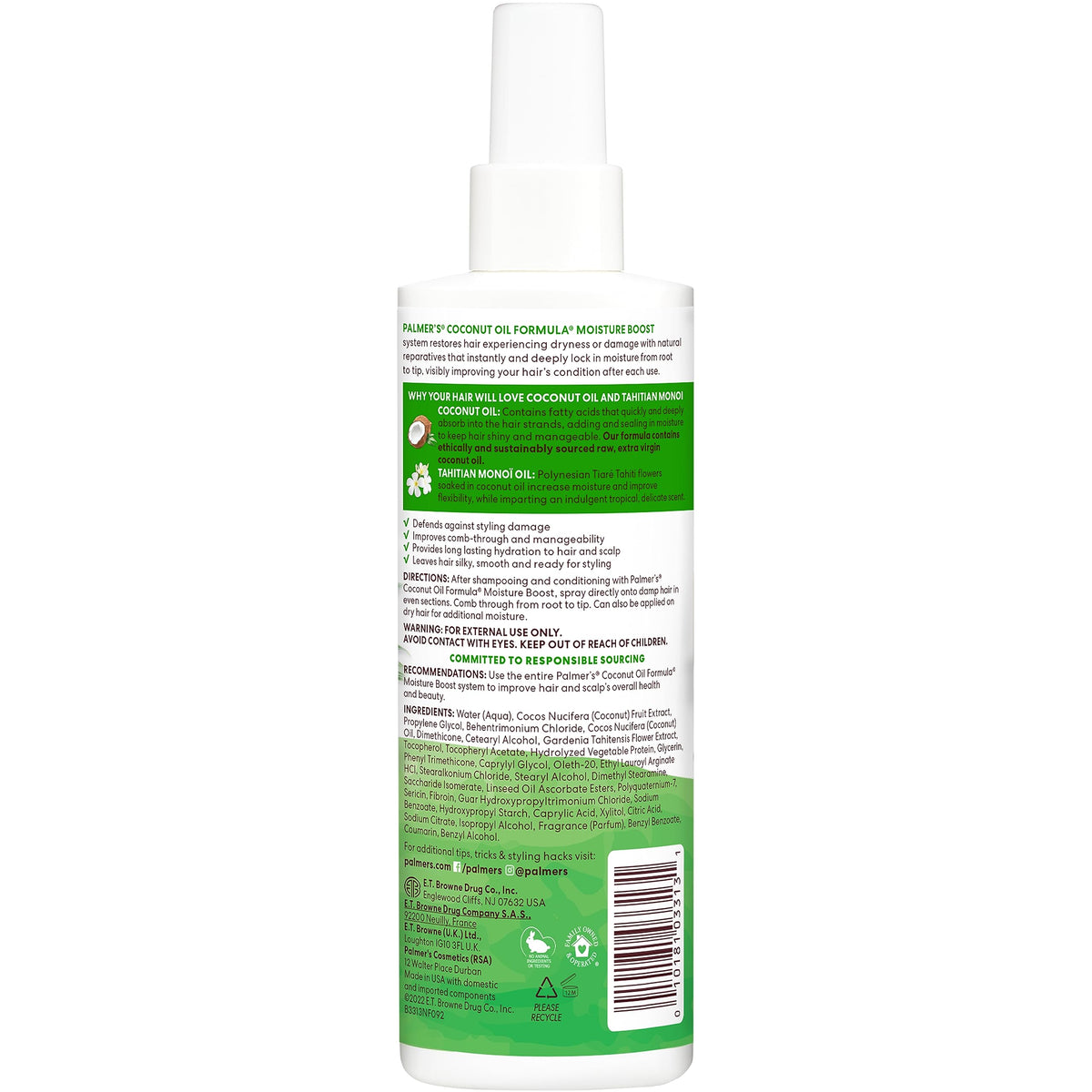 Coconut Oil Leave-In Conditioner Spray 8.5 Oz B268004