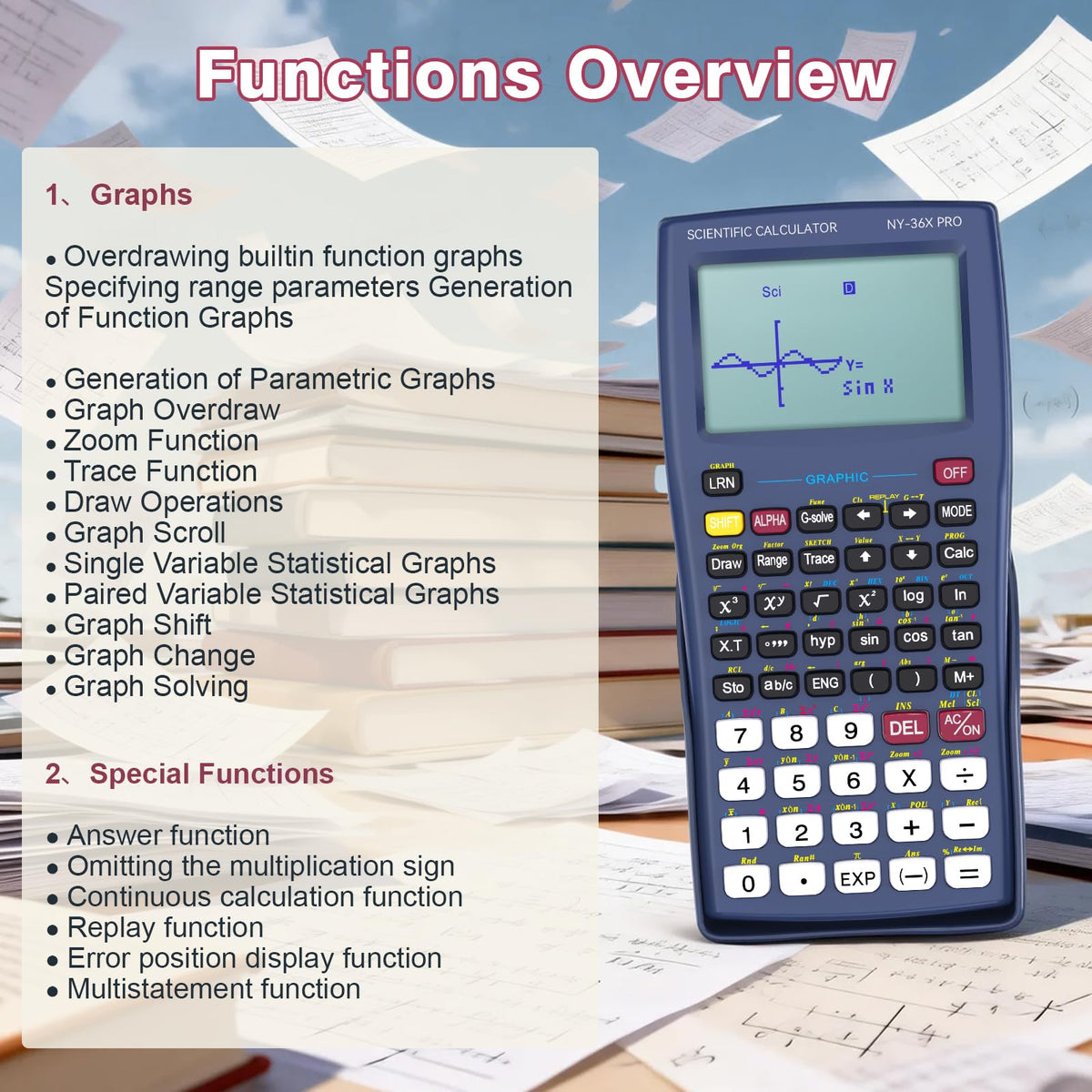 Scientific Calculator 360 Functions Multi-Line 13 Digit Y2022