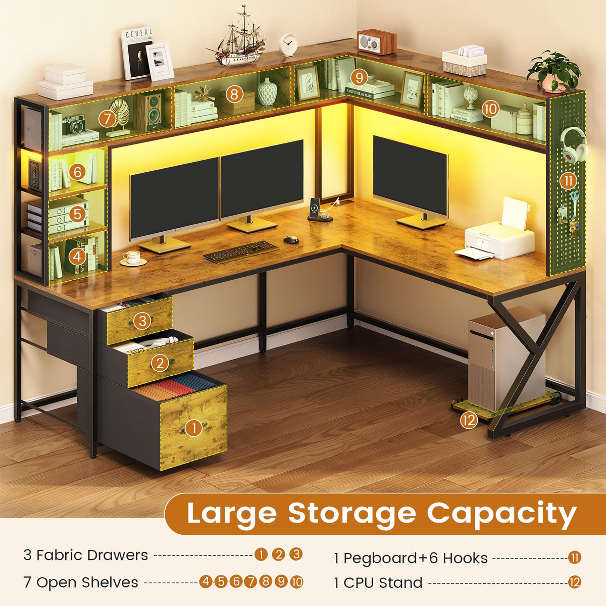 L Shaped Computer Desk with Hutch J149458
