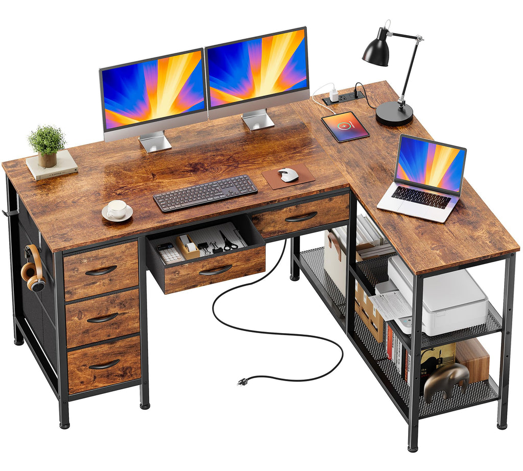 47 Inch L Shaped Desk with Power Outlets Z711372