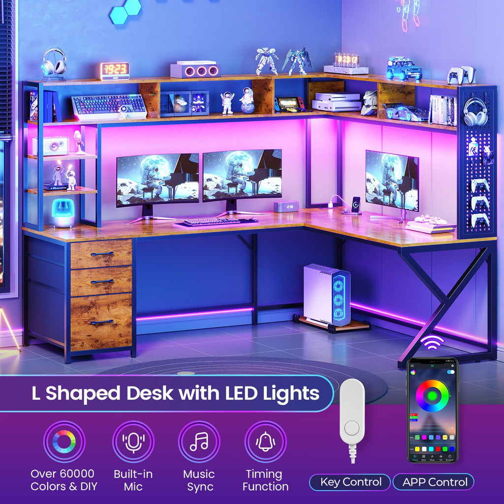 L Shaped Computer Desk with Hutch J149458
