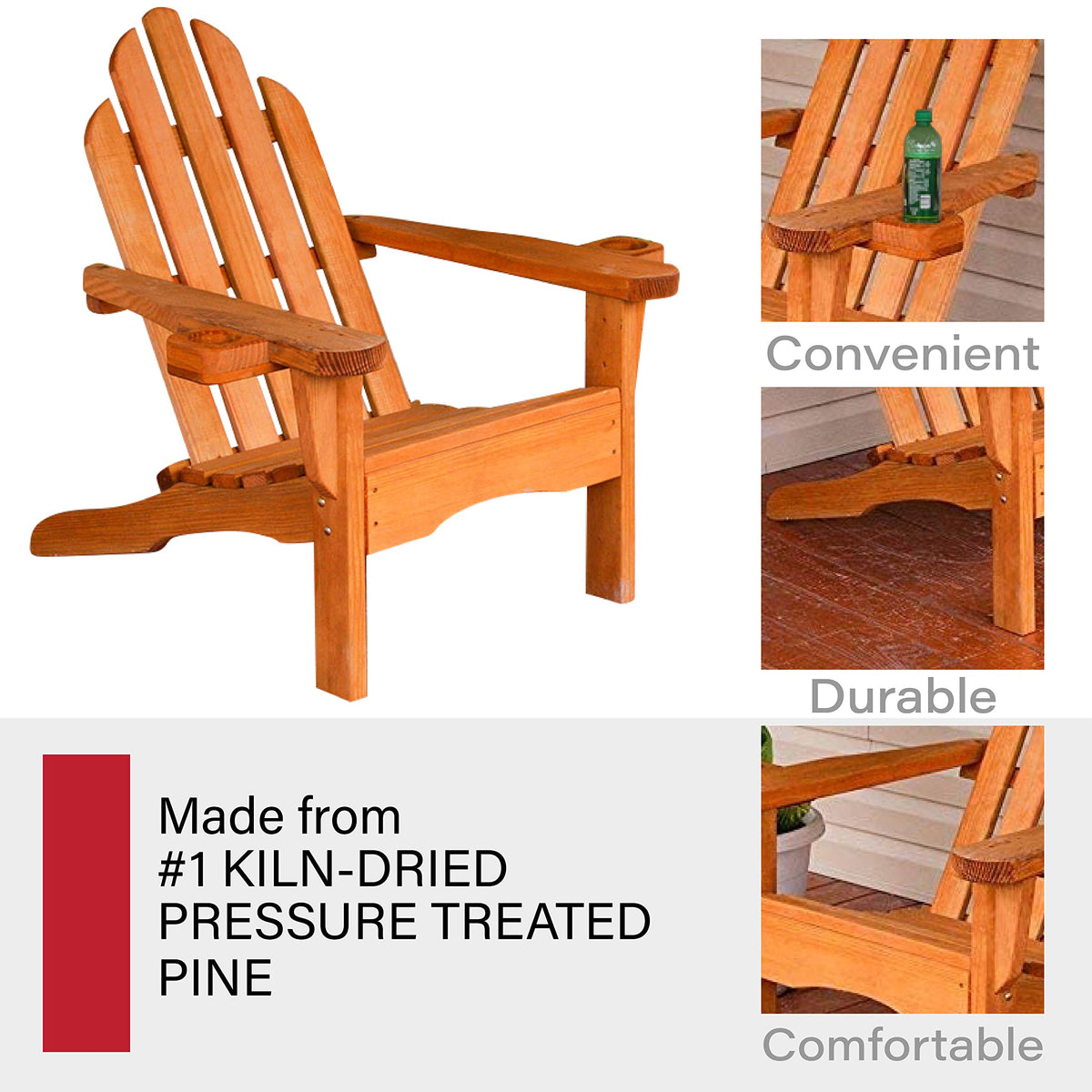 Heavy Duty Adirondack Chair with Cup Holders E153
