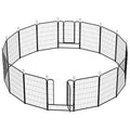 40 Inch 16 Panel Metal Garden Fence with Self-Locking Gate F77277