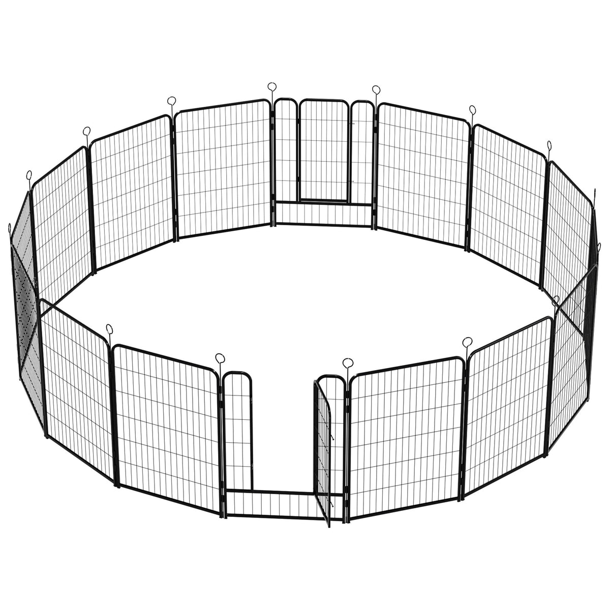 40 Inch 16 Panel Metal Garden Fence with Self-Locking Gate F77277