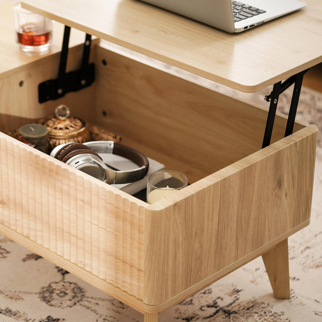 Fluted Lift Top Coffee Table with Storage P43705