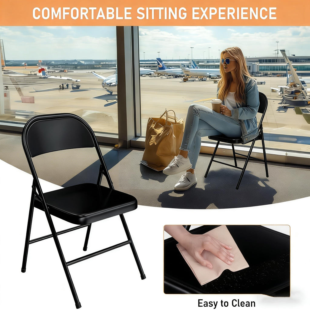 Black Heavy Duty Metal Folding Chairs 10 Pack I57813