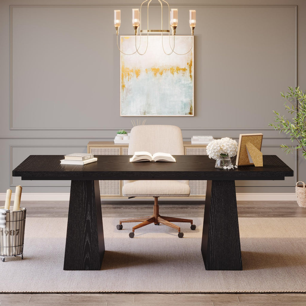 63-Inch Black Executive Desk with Double Pedestal G228419