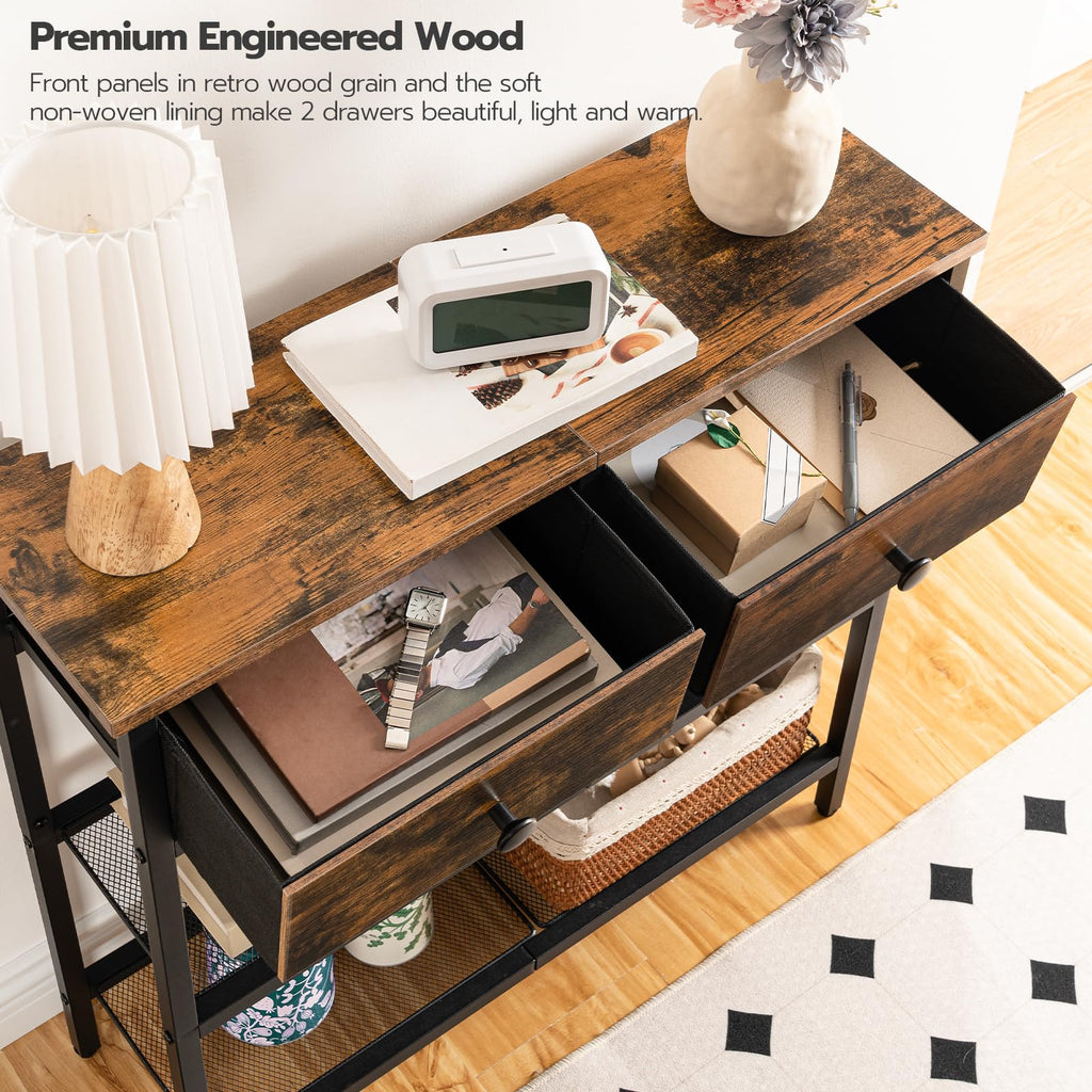 29.5" Narrow Console Table with 2 Fabric Drawers R519479