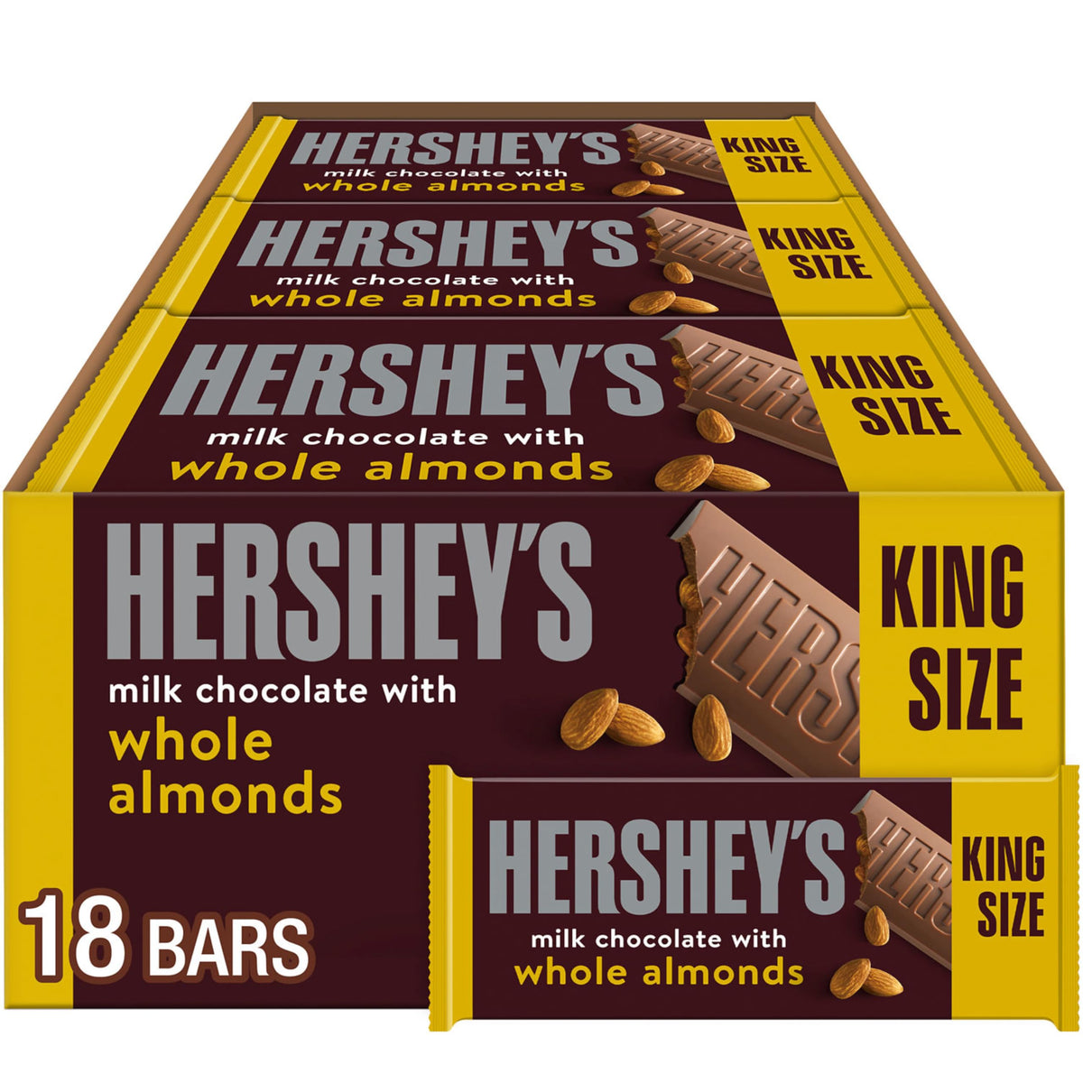 Milk Chocolate with Whole Almonds Candy Bars 2.6 oz 18 Count P2680
