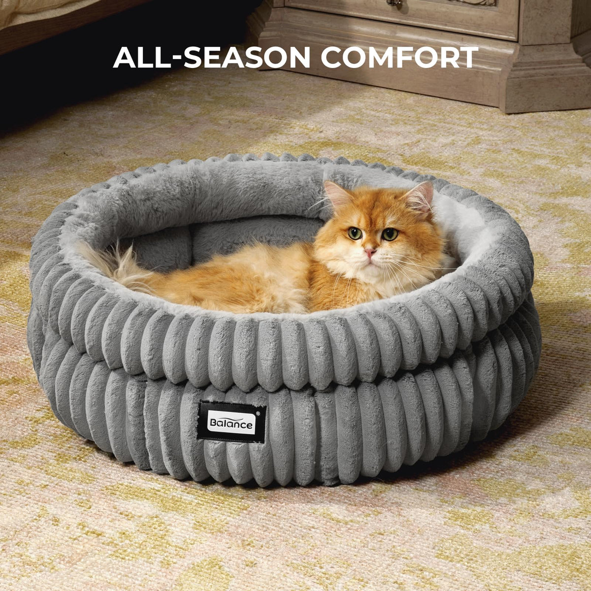 Washable Round Plush Cat Bed W3466