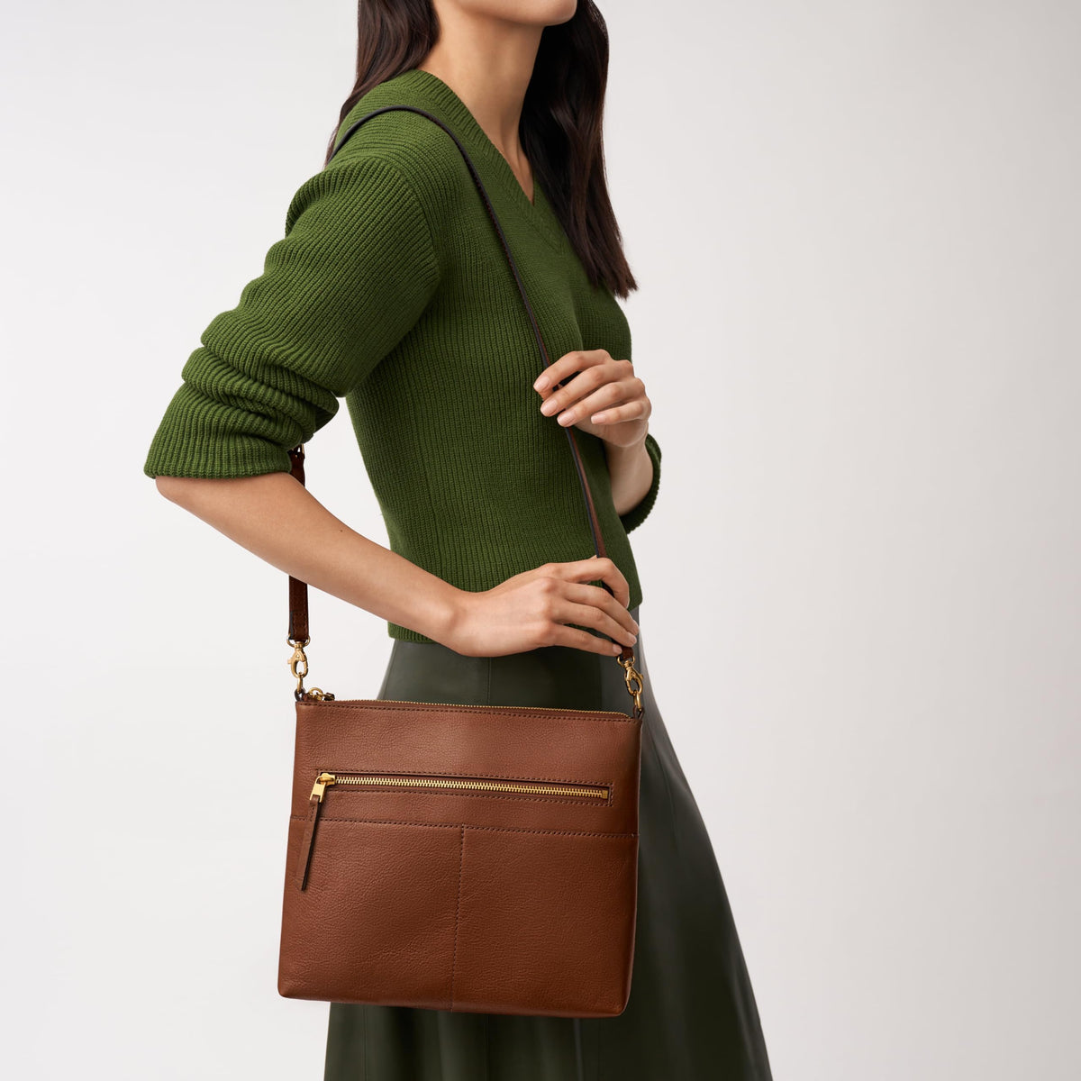Leather Small Flap Crossbody Purse Handbag A77153