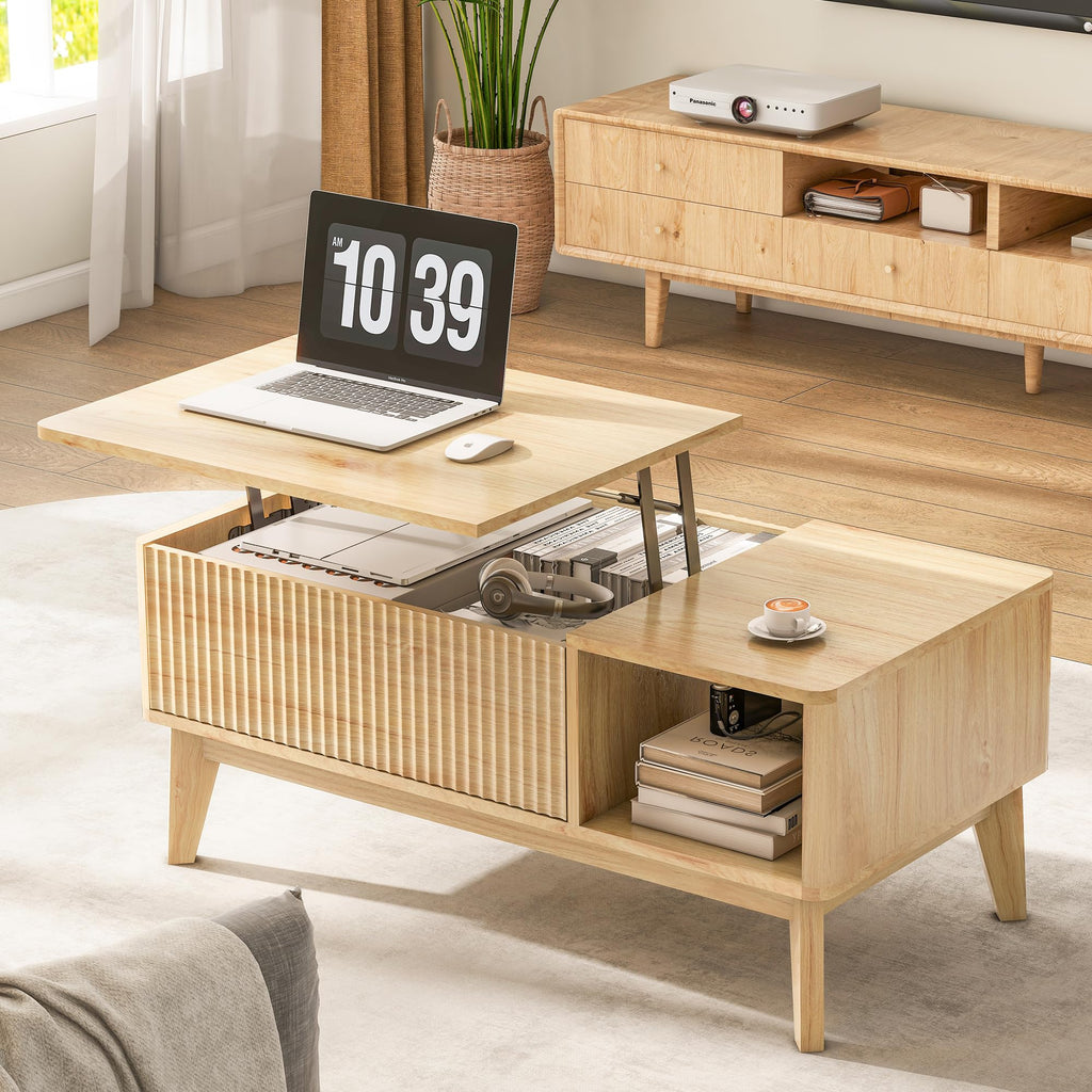 Fluted Lift Top Coffee Table with Storage P43705