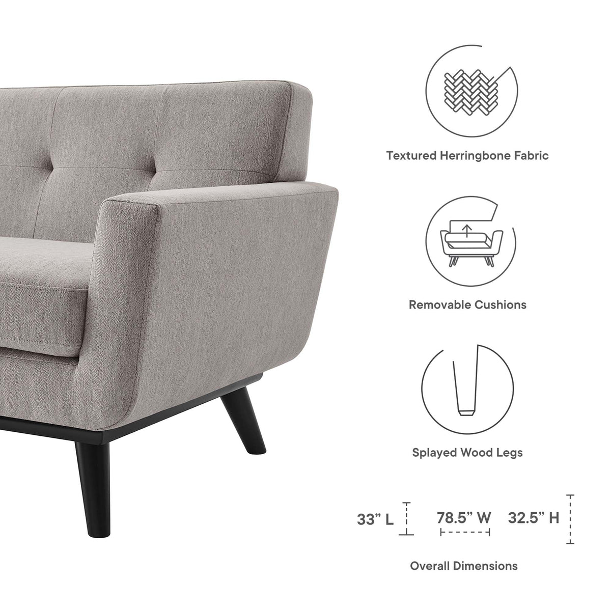 78 Inch Light Upholstered Loveseat K7203