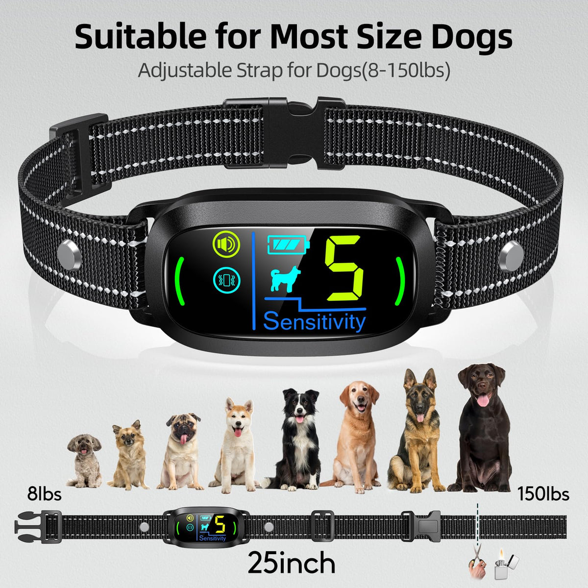 Rechargeable Anti Barking Training Collar with 5 Adjustable Sensitivity E53050