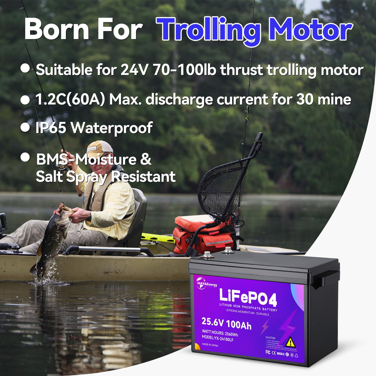 24v 100ah LiFePO4 Lithium Battery with 100A BMS O402783