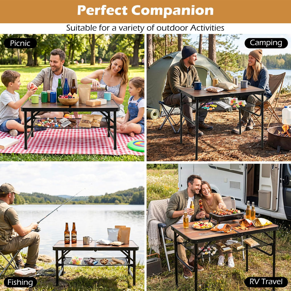 3 FT Portable Aluminum Folding Camping Table with Carry Handle R948635