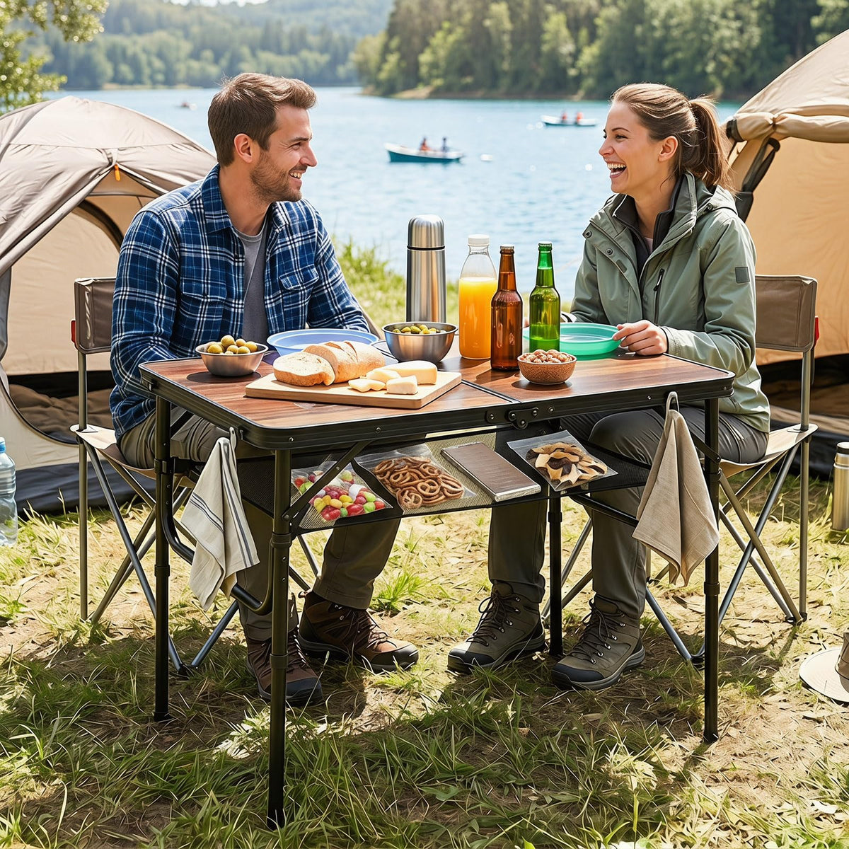 3 FT Portable Aluminum Folding Camping Table with Carry Handle R948635