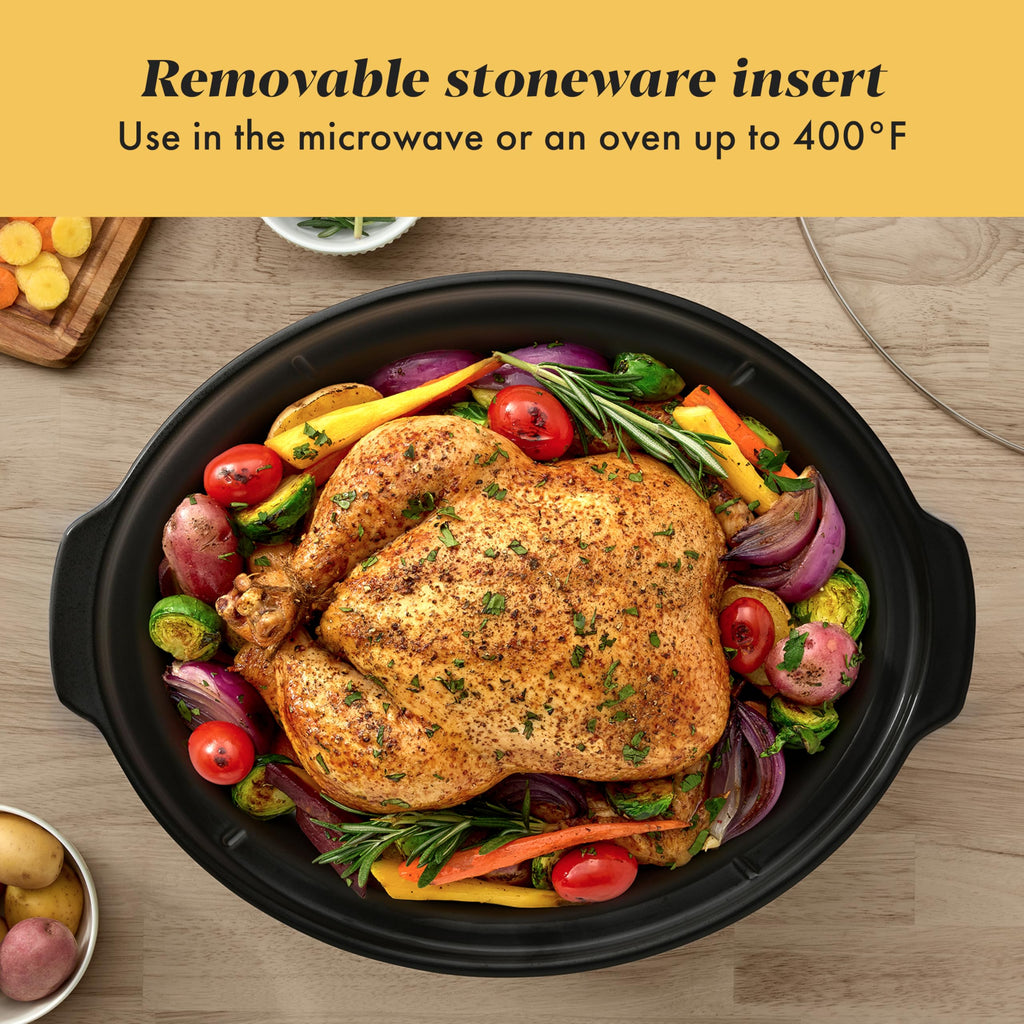 7-Quart Manual Slow Cooker, Family Size, Removable Stoneware, Dishwasher Safe, Stainless Steel Y860