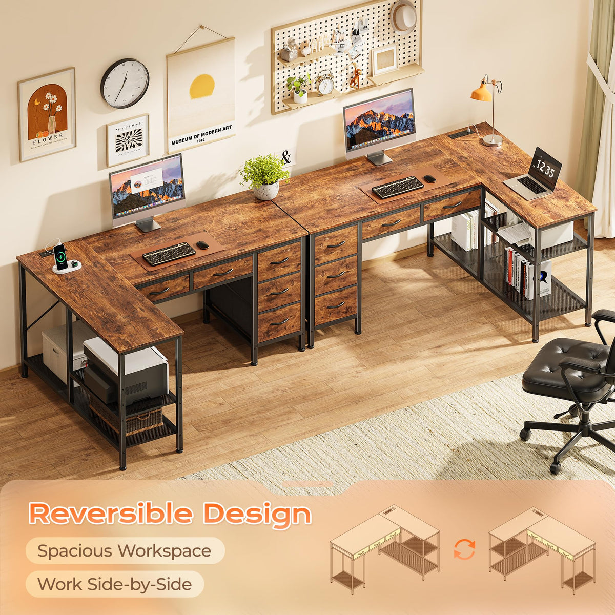 47 Inch L Shaped Desk with Power Outlets Z711372