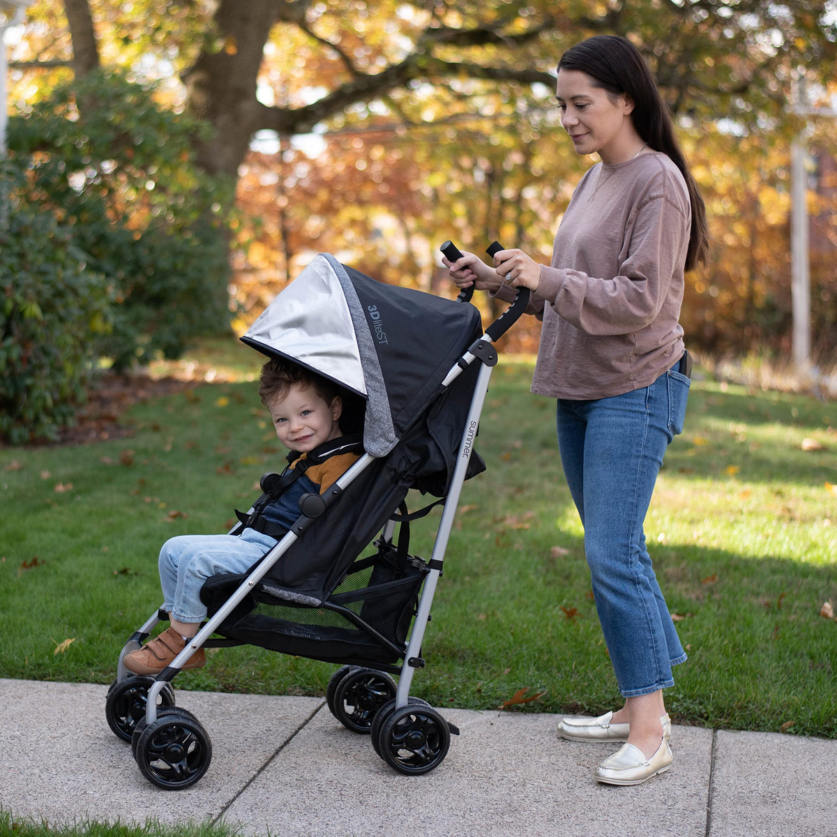 Black & Gray Lightweight Steel Frame Stroller D957