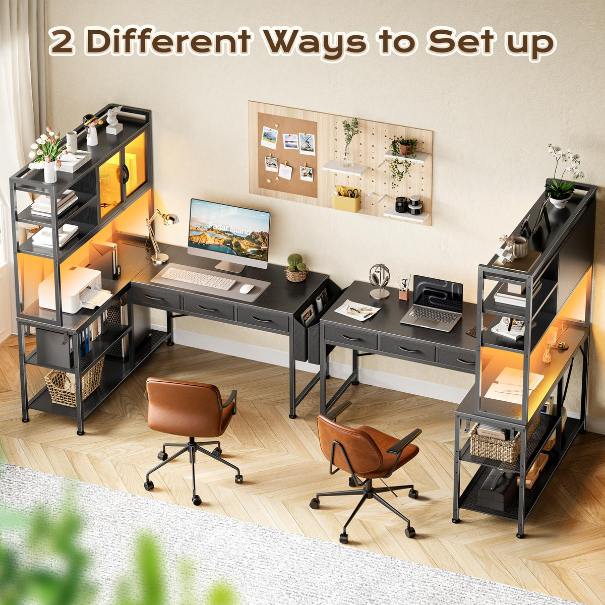 57.5 Inch L Shaped Gaming Desk with Power Outlets P692