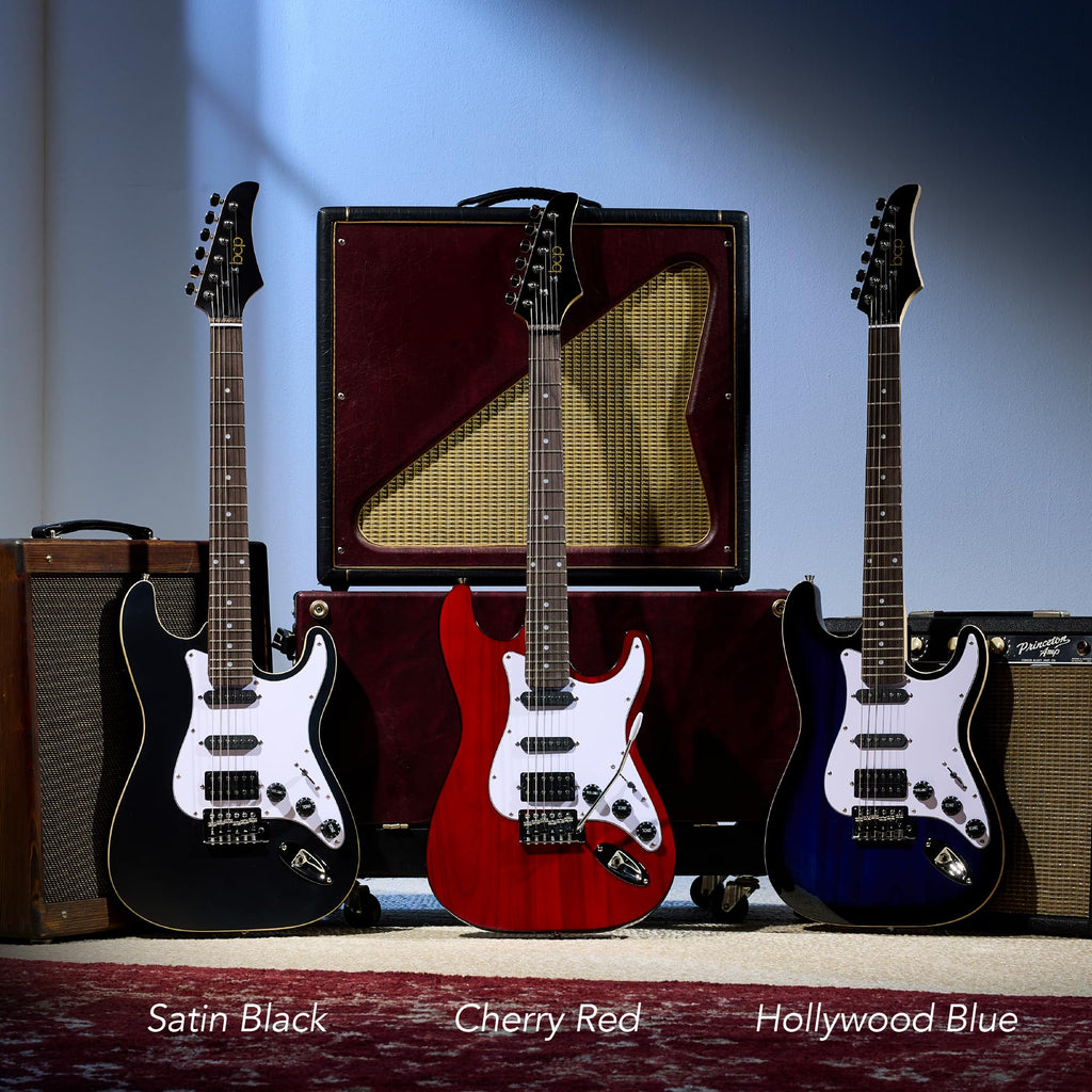 Cherry Red White Electric Guitar Kit with Headphone Amp D377