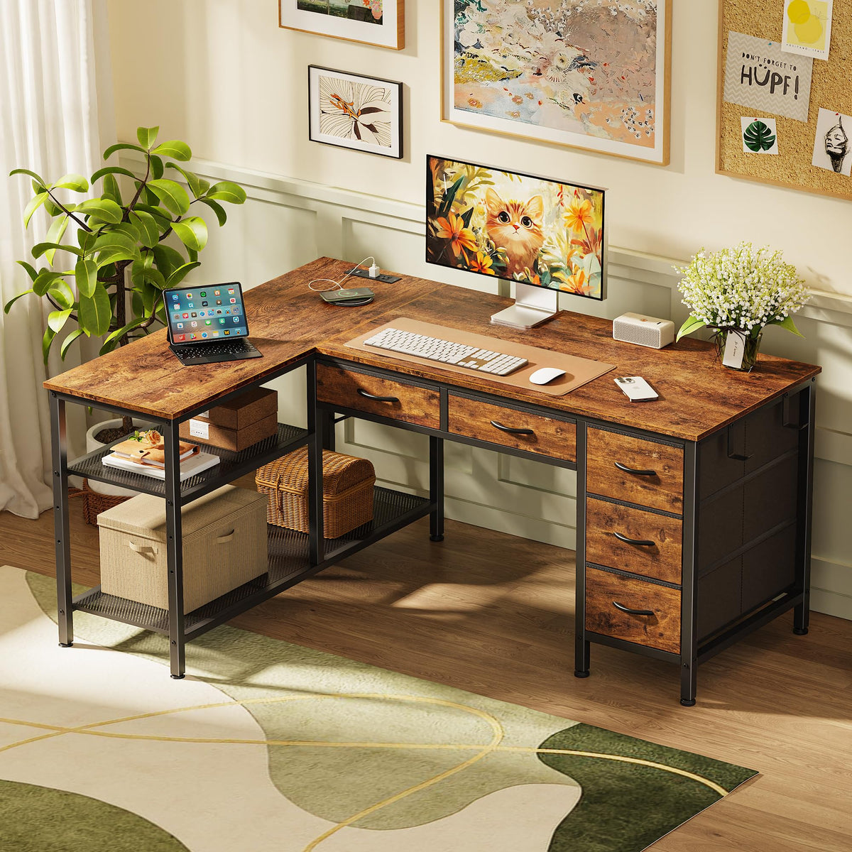 47 Inch L Shaped Desk with Power Outlets Z711372