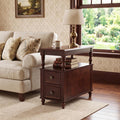 Solid Wood End Table with 2 Drawers and 2-Tier Open Shelf R730476