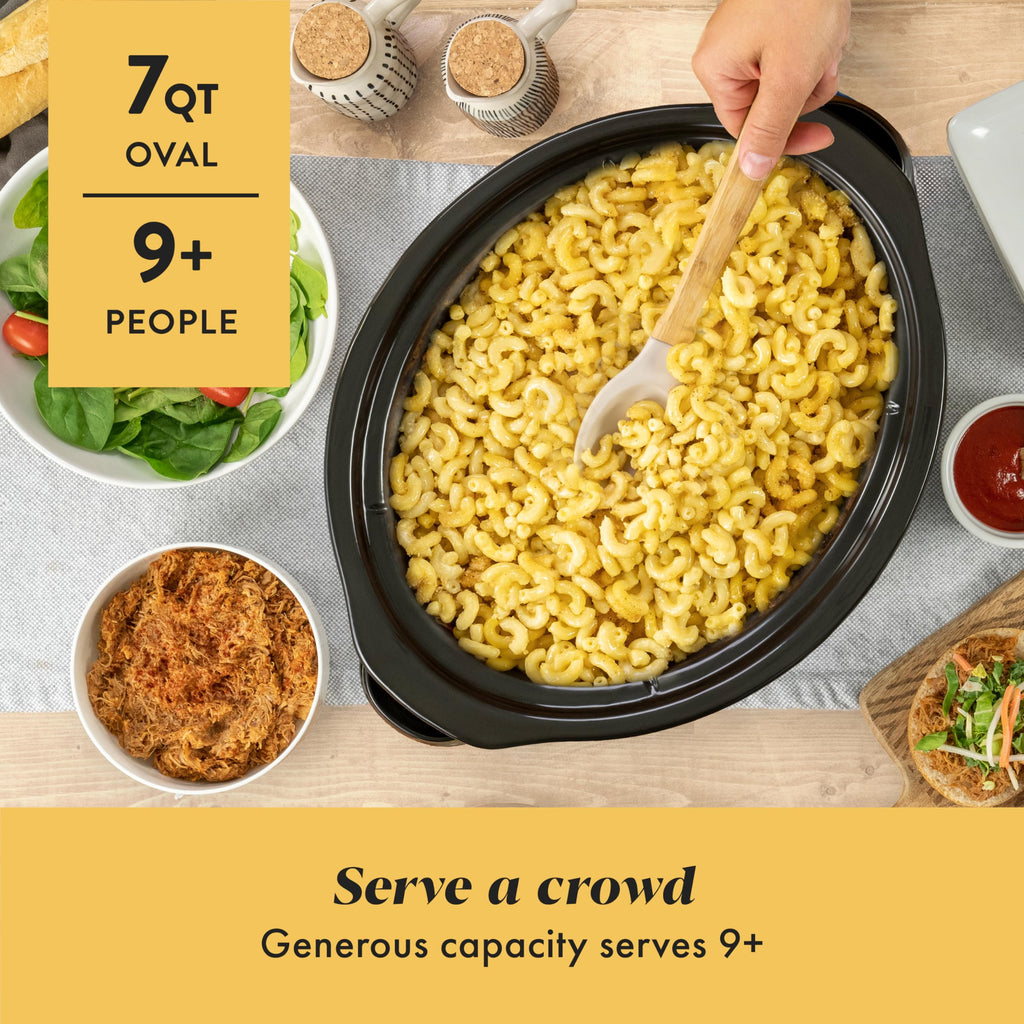 7-Quart Manual Slow Cooker, Family Size, Removable Stoneware, Dishwasher Safe, Stainless Steel Y860