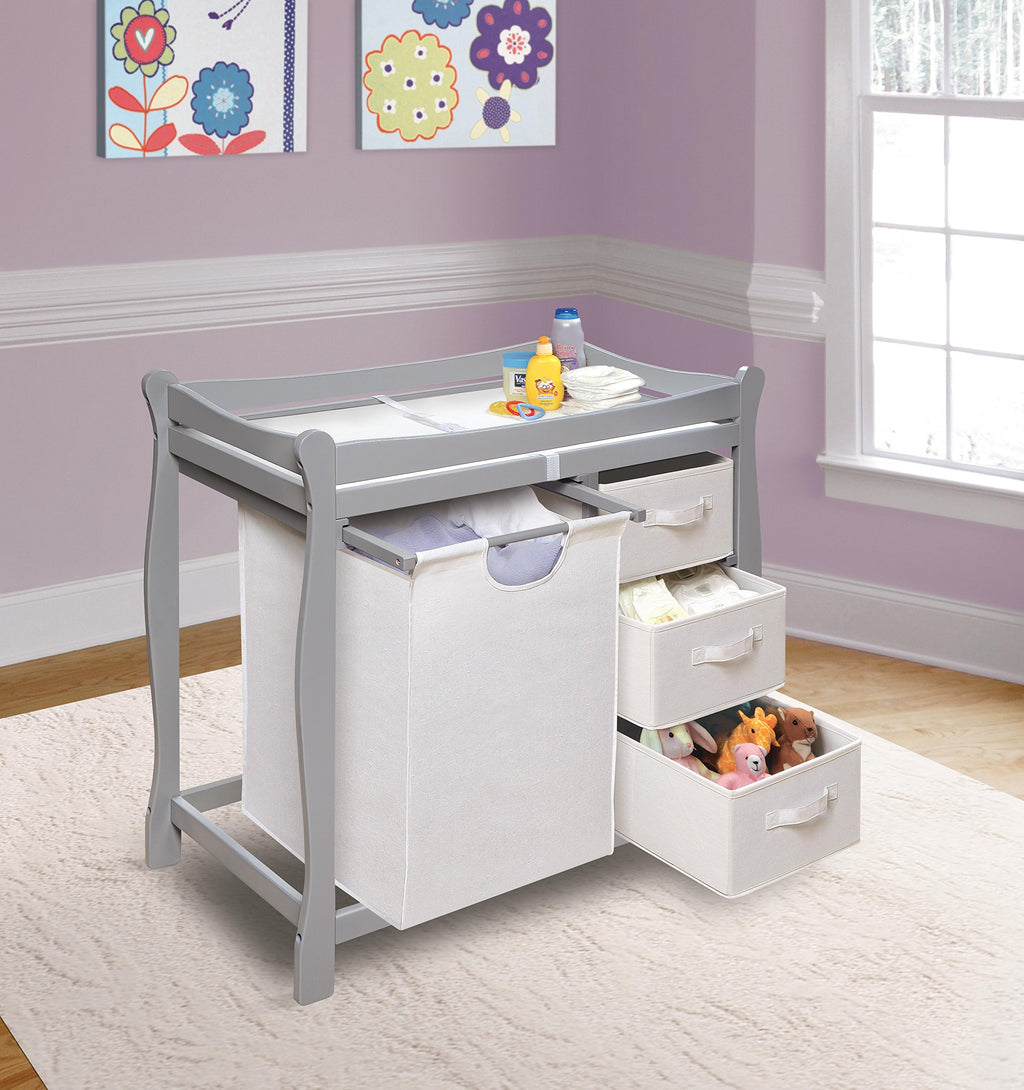 Gray Baby Changing Table with 3 Storage Baskets Z625